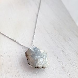 Celestite druzy crystal pendant necklace